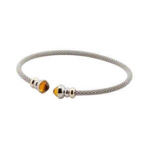 MIA FIORE  Italy Sterling Silver And 14kt Gold Citrine Glass Bracelet